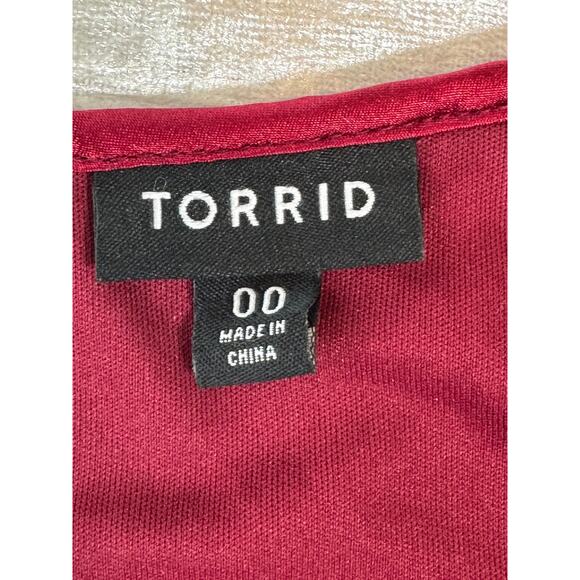 Torrid V-neck 3/4 Sleeve Burgundy Sequin Flared Dress - Size 00 (Medium 8-10) - Picture 9 of 10